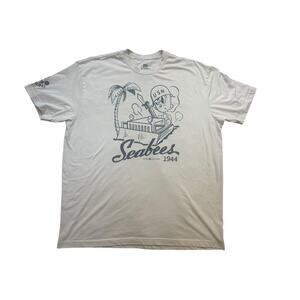 Zero Foxtrot Short Sleeve Men's‎ 3XL T-Shirt Seabees 1944 Off White EUC